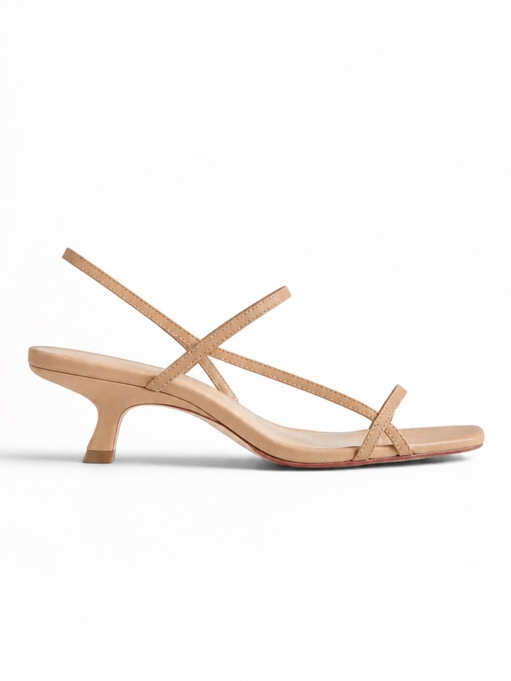 Reformation Serenity Bare Leather Kitten Heel Sandals Nude Size 9.5